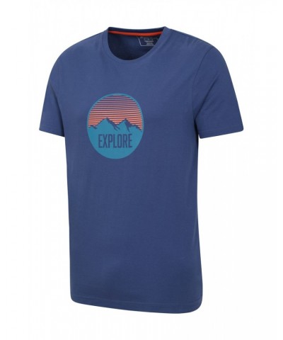 Explore Mountain Organic Mens T-Shirt Blue $12.97 Tops