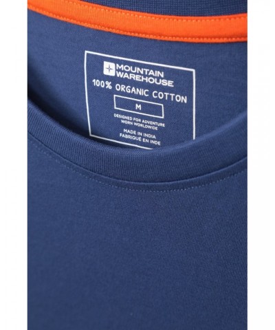 Explore Mountain Organic Mens T-Shirt Blue $12.97 Tops