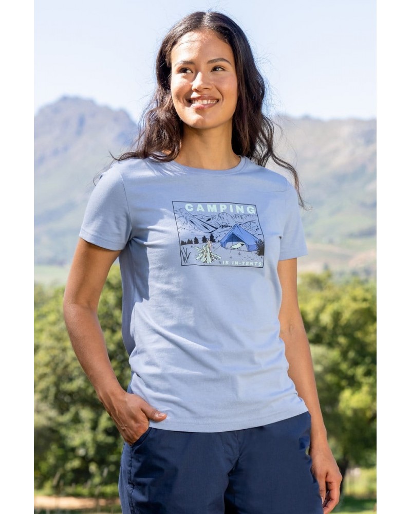 Camping Is In-Tents Womens Organic T-Shirt Light Blue $12.99 Loungewear