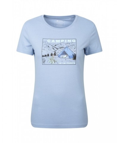 Camping Is In-Tents Womens Organic T-Shirt Light Blue $12.99 Loungewear