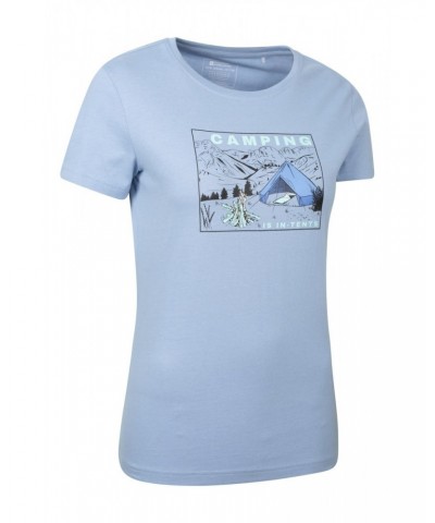 Camping Is In-Tents Womens Organic T-Shirt Light Blue $12.99 Loungewear