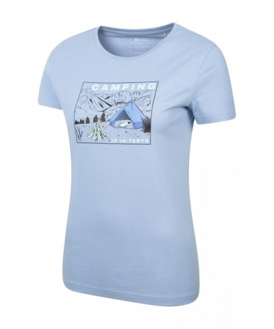 Camping Is In-Tents Womens Organic T-Shirt Light Blue $12.99 Loungewear