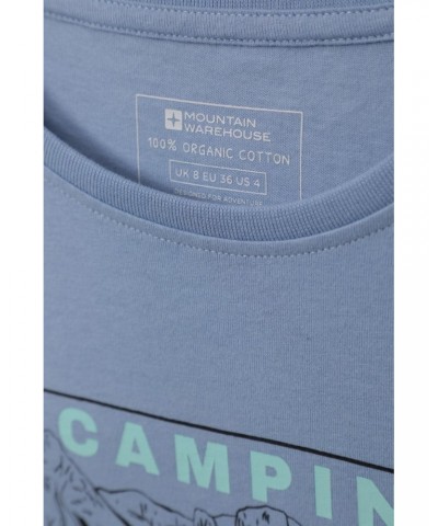 Camping Is In-Tents Womens Organic T-Shirt Light Blue $12.99 Loungewear