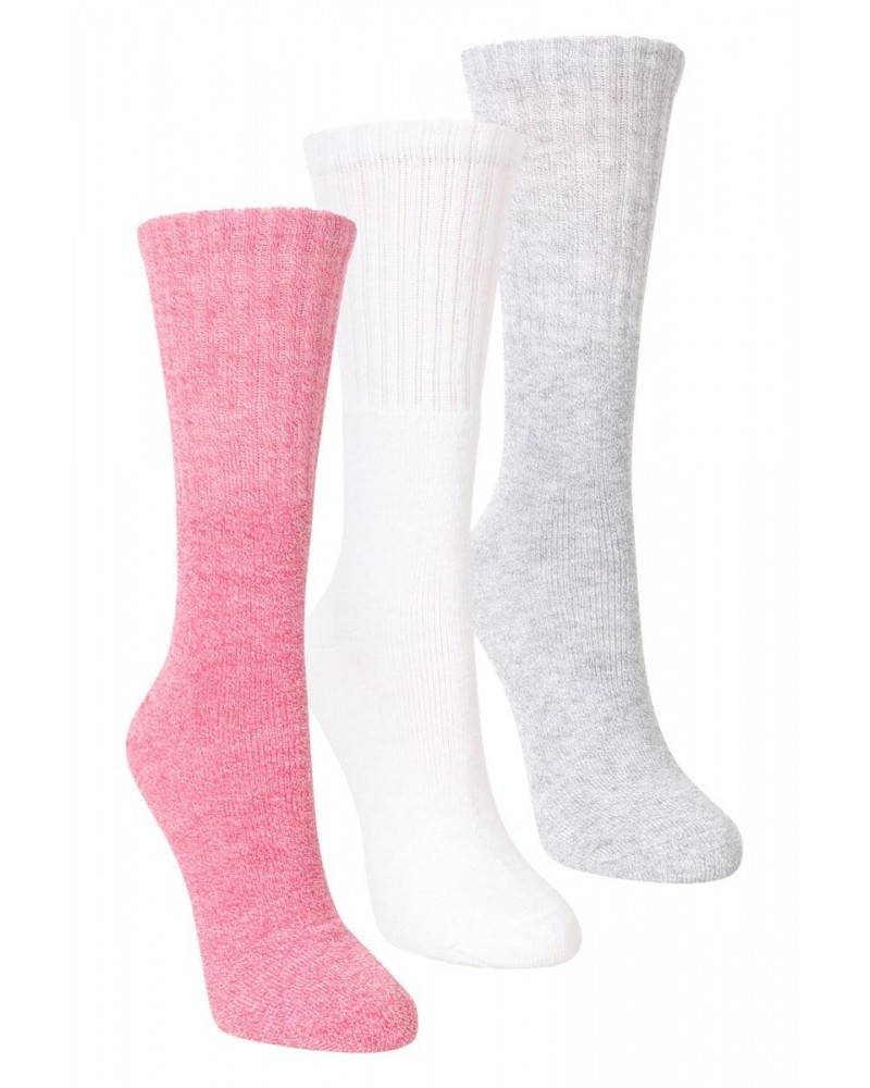 Outdoor Womens Mid-Calf Hiking Socks 3-Pack Pale Pink $10.79 Accessories