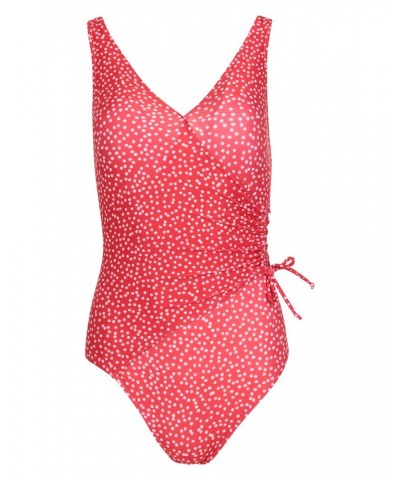 Sardinia Womens Wrap Ruched Swimsuit Red $24.00 Swimwear