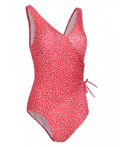 Sardinia Womens Wrap Ruched Swimsuit Red $24.00 Swimwear