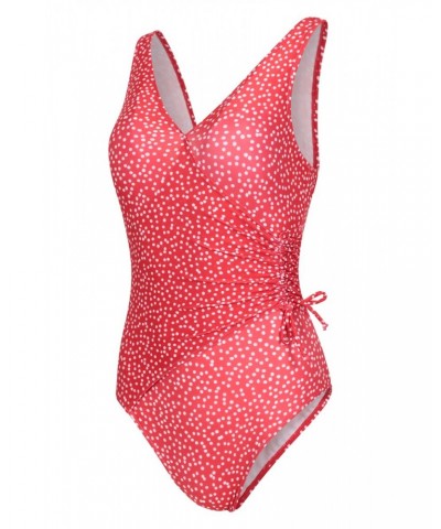 Sardinia Womens Wrap Ruched Swimsuit Red $24.00 Swimwear