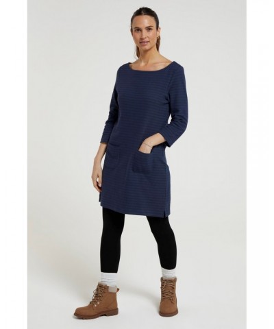 Marble Womens Striped Tunic Dress Navy $16.40 Dresses & Skirts