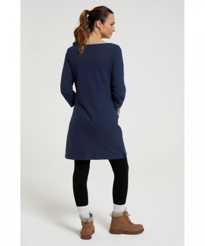 Marble Womens Striped Tunic Dress Navy $16.40 Dresses & Skirts