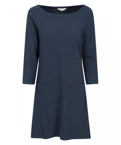 Marble Womens Striped Tunic Dress Navy $16.40 Dresses & Skirts