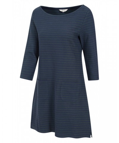 Marble Womens Striped Tunic Dress Navy $16.40 Dresses & Skirts