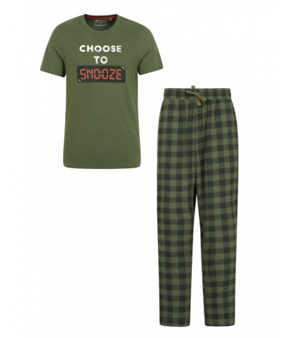 Mens Printed T-Shirt Pajama Set Dark Green $13.99 Loungewear