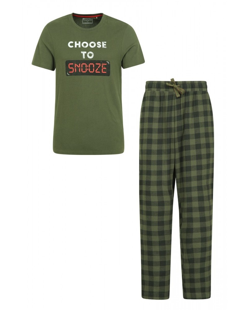 Mens Printed T-Shirt Pajama Set Dark Green $13.99 Loungewear