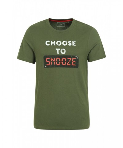 Mens Printed T-Shirt Pajama Set Dark Green $13.99 Loungewear