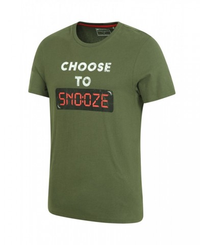 Mens Printed T-Shirt Pajama Set Dark Green $13.99 Loungewear