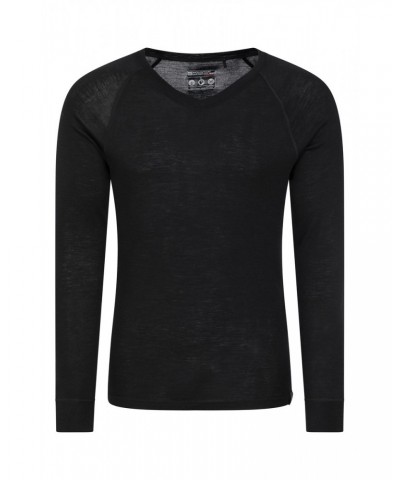 Merino Mens V Neck Base Layer Top Black $23.19 Thermals