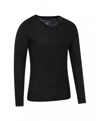 Merino Mens V Neck Base Layer Top Black $23.19 Thermals