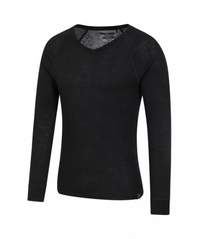 Merino Mens V Neck Base Layer Top Black $23.19 Thermals