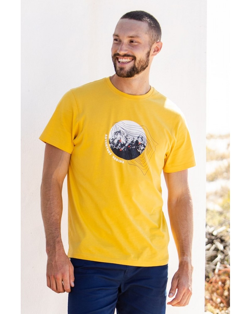 Adventure Begins Organic Cotton Mens T-Shirt Yellow $14.85 Tops