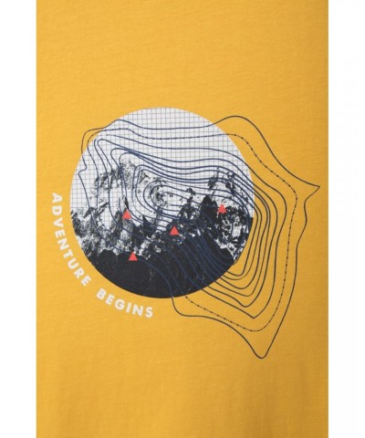 Adventure Begins Organic Cotton Mens T-Shirt Yellow $14.85 Tops