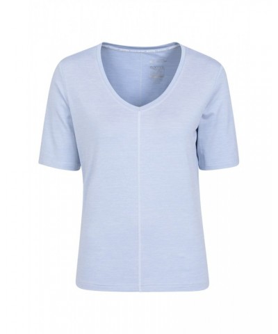 Panna Womens V-Neck T-Shirt Pale Blue $13.56 Active