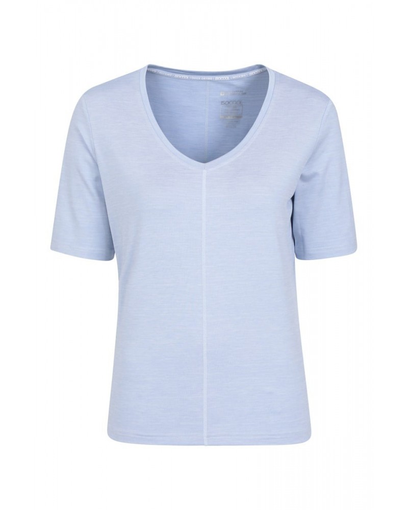 Panna Womens V-Neck T-Shirt Pale Blue $13.56 Active