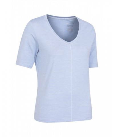 Panna Womens V-Neck T-Shirt Pale Blue $13.56 Active