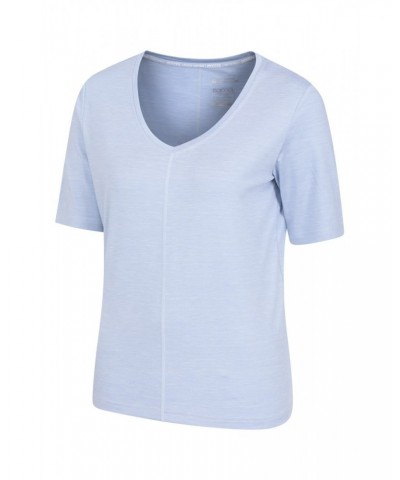 Panna Womens V-Neck T-Shirt Pale Blue $13.56 Active