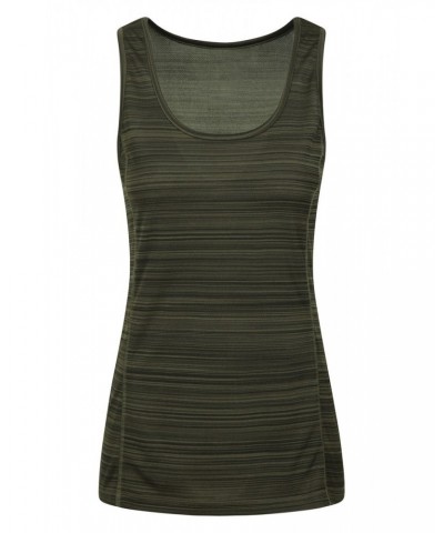 Endurance Striped Womens Tank Top Dark Khaki $11.39 Active