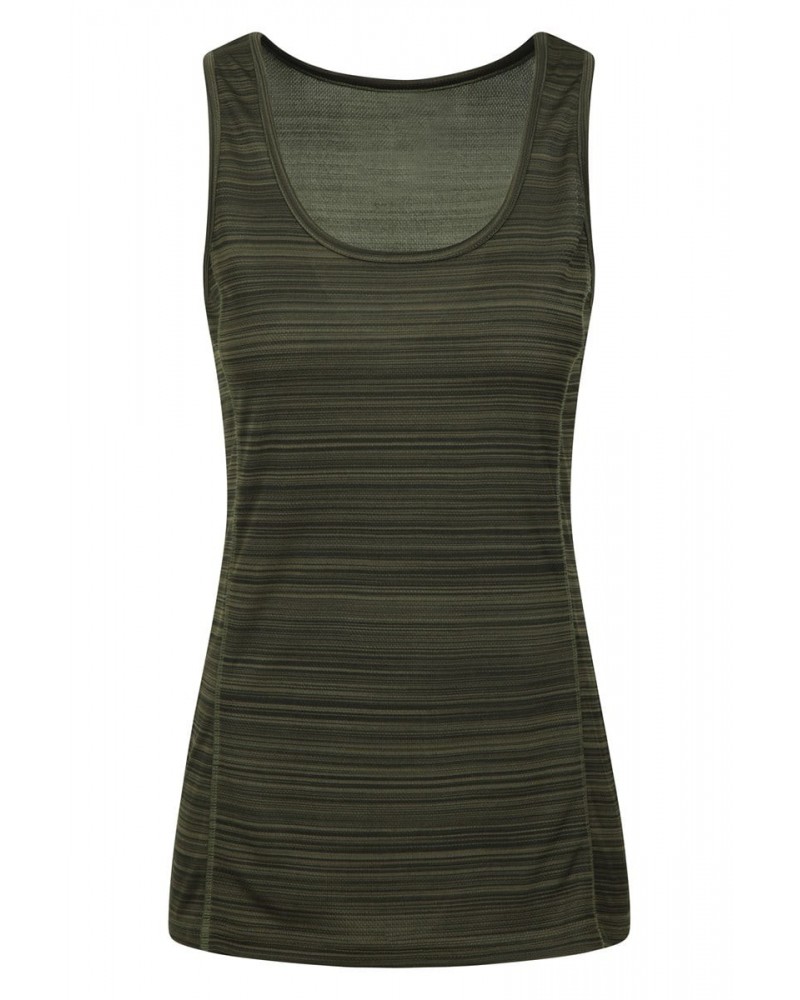 Endurance Striped Womens Tank Top Dark Khaki $11.39 Active