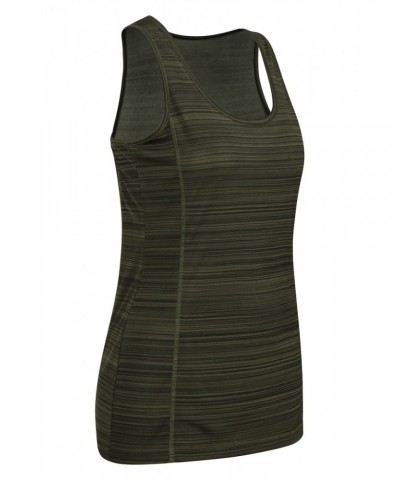 Endurance Striped Womens Tank Top Dark Khaki $11.39 Active