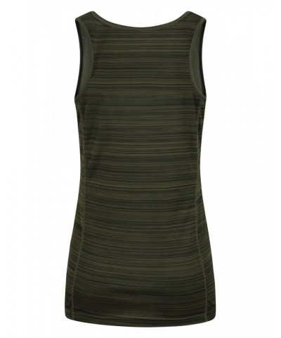 Endurance Striped Womens Tank Top Dark Khaki $11.39 Active