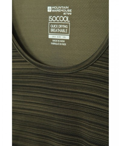 Endurance Striped Womens Tank Top Dark Khaki $11.39 Active