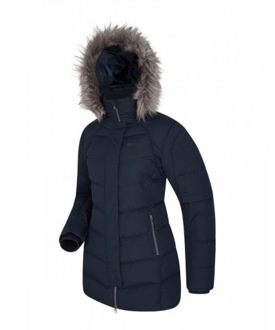 Isla II Womens Long Down Jacket Navy $51.70 Jackets