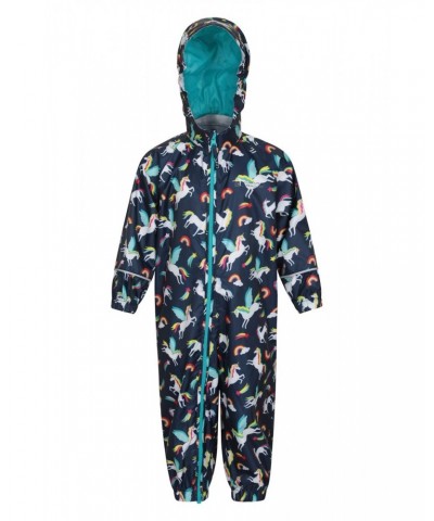 Puddle Kids Printed Waterproof Rain Suit Indigo $18.89 Jackets