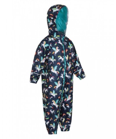 Puddle Kids Printed Waterproof Rain Suit Indigo $18.89 Jackets