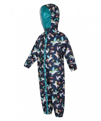 Puddle Kids Printed Waterproof Rain Suit Indigo $18.89 Jackets