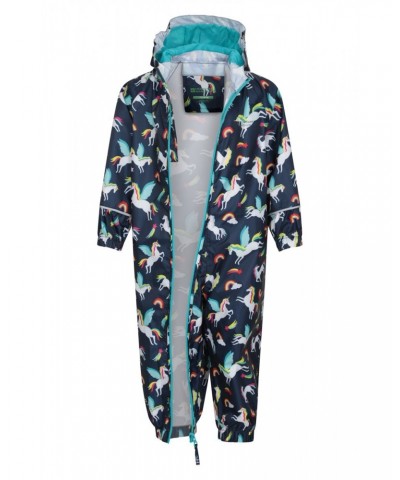 Puddle Kids Printed Waterproof Rain Suit Indigo $18.89 Jackets