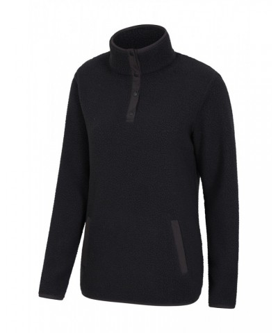 Incline Recycled Womens Button Neck Fleece Black $19.46 Fleece