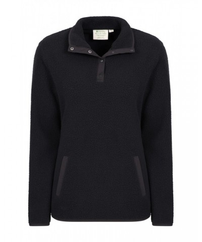 Incline Recycled Womens Button Neck Fleece Black $19.46 Fleece