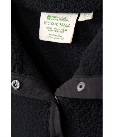 Incline Recycled Womens Button Neck Fleece Black $19.46 Fleece