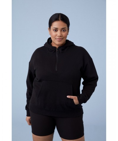 Womens Zip Front Hoodie Black $27.00 Tops