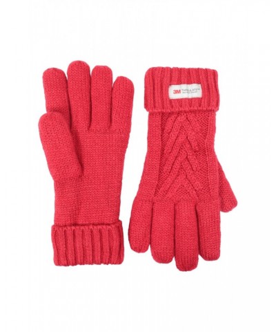 Thinsulate Cable Knit Womens Gloves Red $10.39 Ski