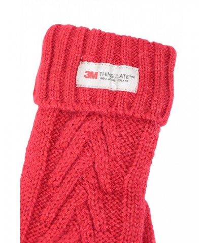 Thinsulate Cable Knit Womens Gloves Red $10.39 Ski