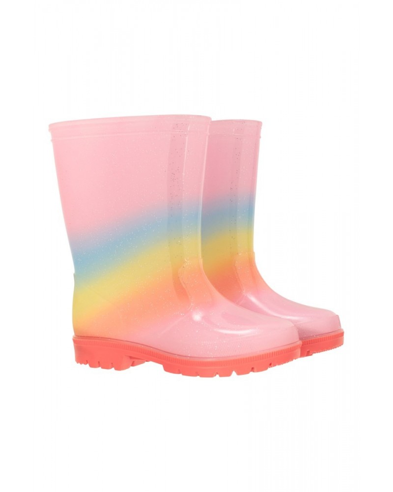 Rainbow Glitter Kids Rain Boots Rainbow $13.56 Footwear