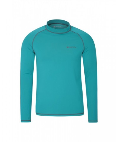 Mens Long Sleeve Rash Guard Teal $15.29 Swimwear