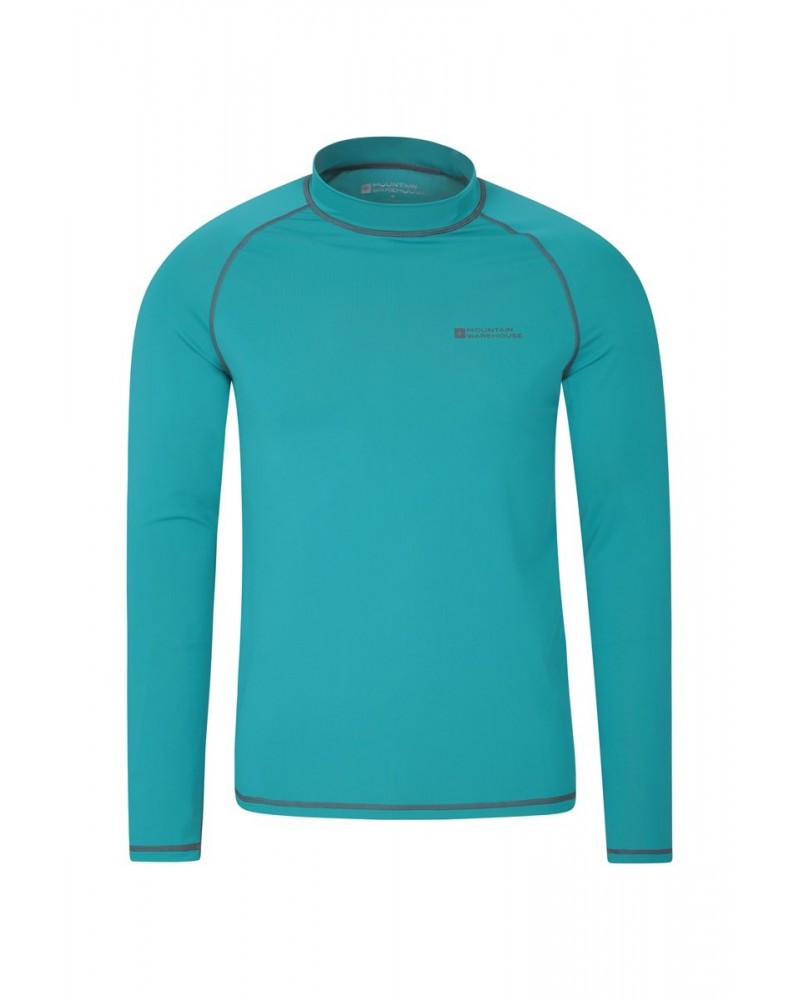 Mens Long Sleeve Rash Guard Teal $15.29 Swimwear