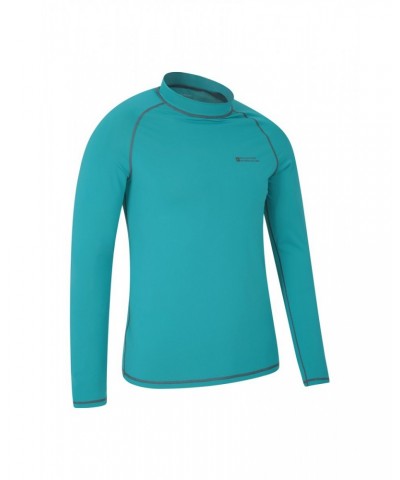 Mens Long Sleeve Rash Guard Teal $15.29 Swimwear