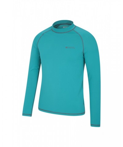 Mens Long Sleeve Rash Guard Teal $15.29 Swimwear