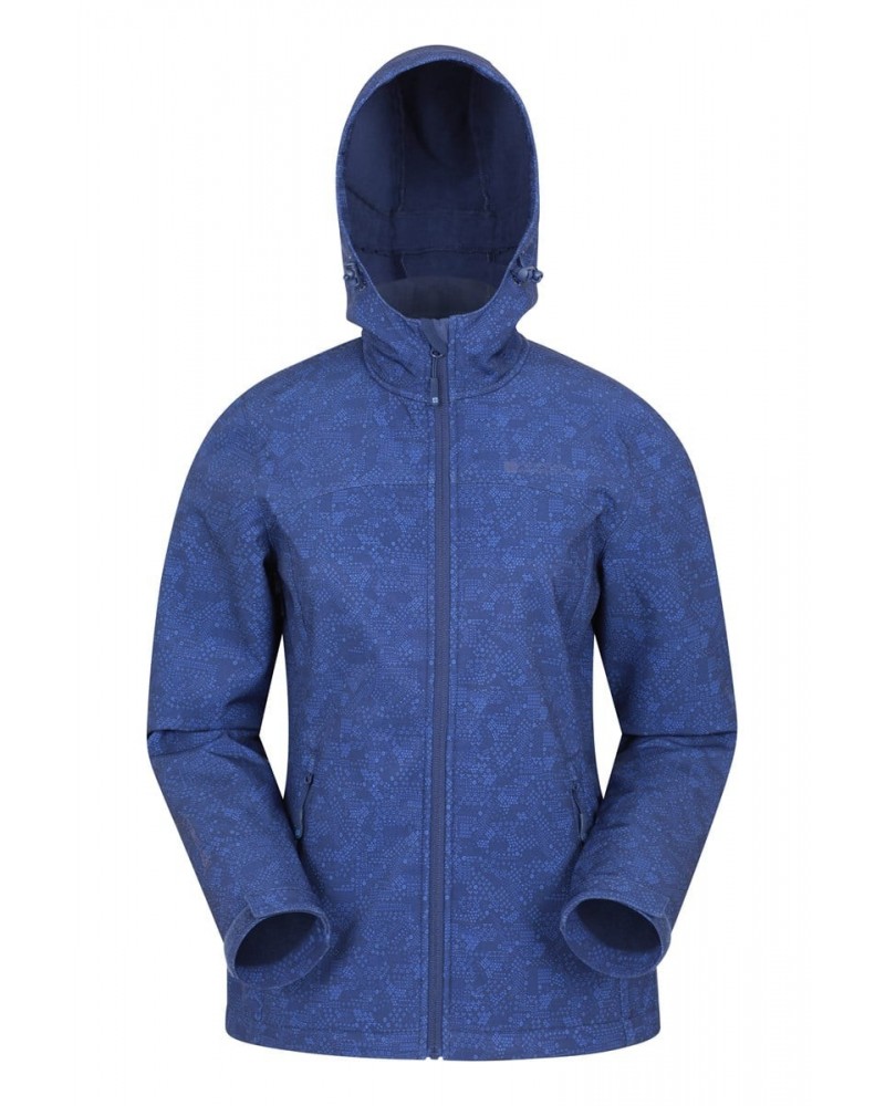 Exodus Womens Printed Water Resistant Softshell Dark Blue $32.90 Jackets